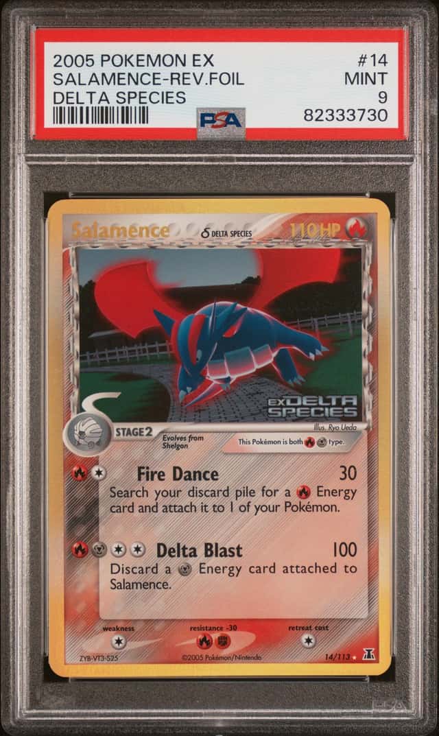 POKEMON SALAMENCE-REV.FOIL 2005 EX DELTA SPECIES #14 PSA 9