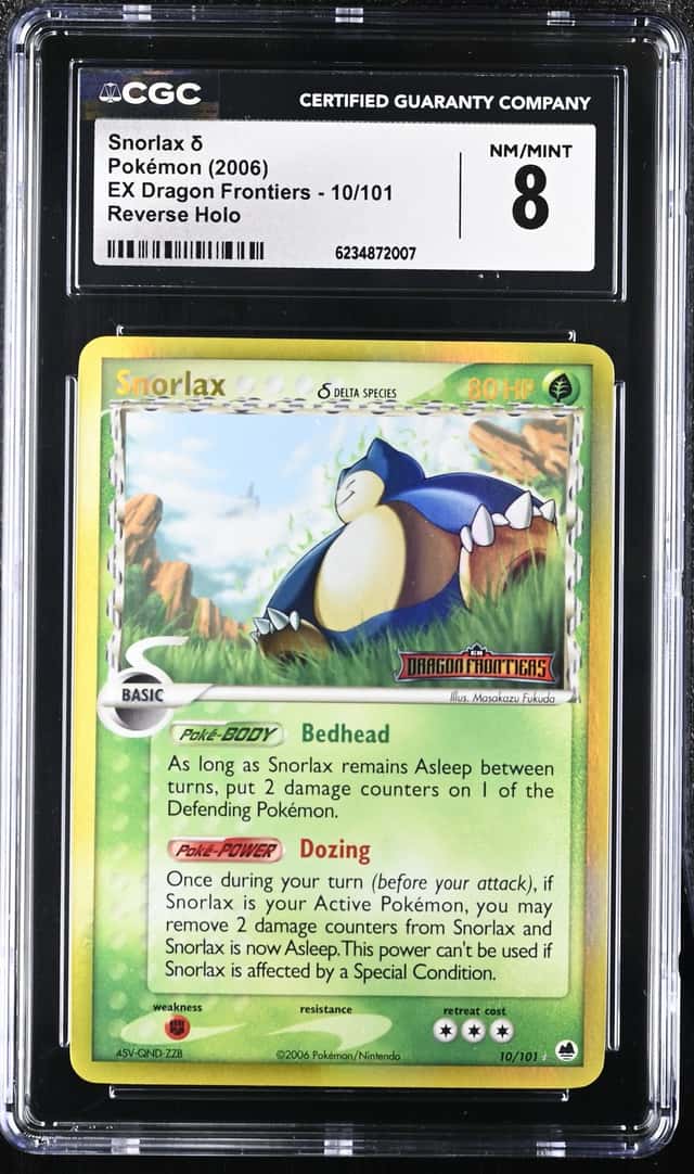 2006 Pokemon EX Dragon Frontiers 10/101 Snorlax Reverse Holo CGC 8 NM/MT