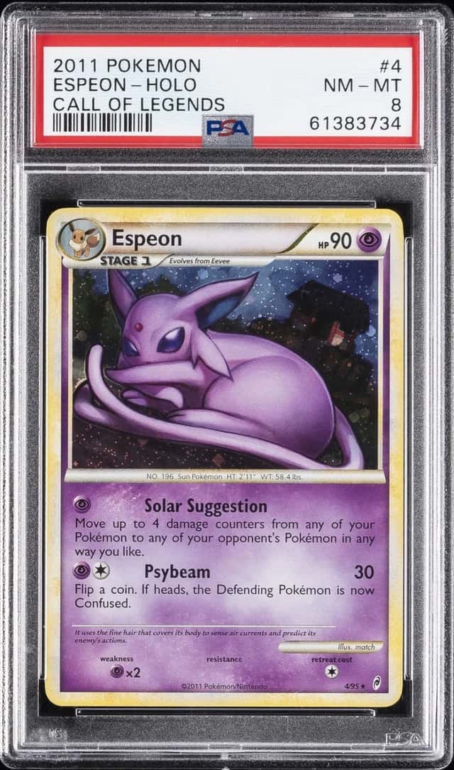 2011 POKEMON CALL OF LEGENDS #4 ESPEON-HOLO PSA 8