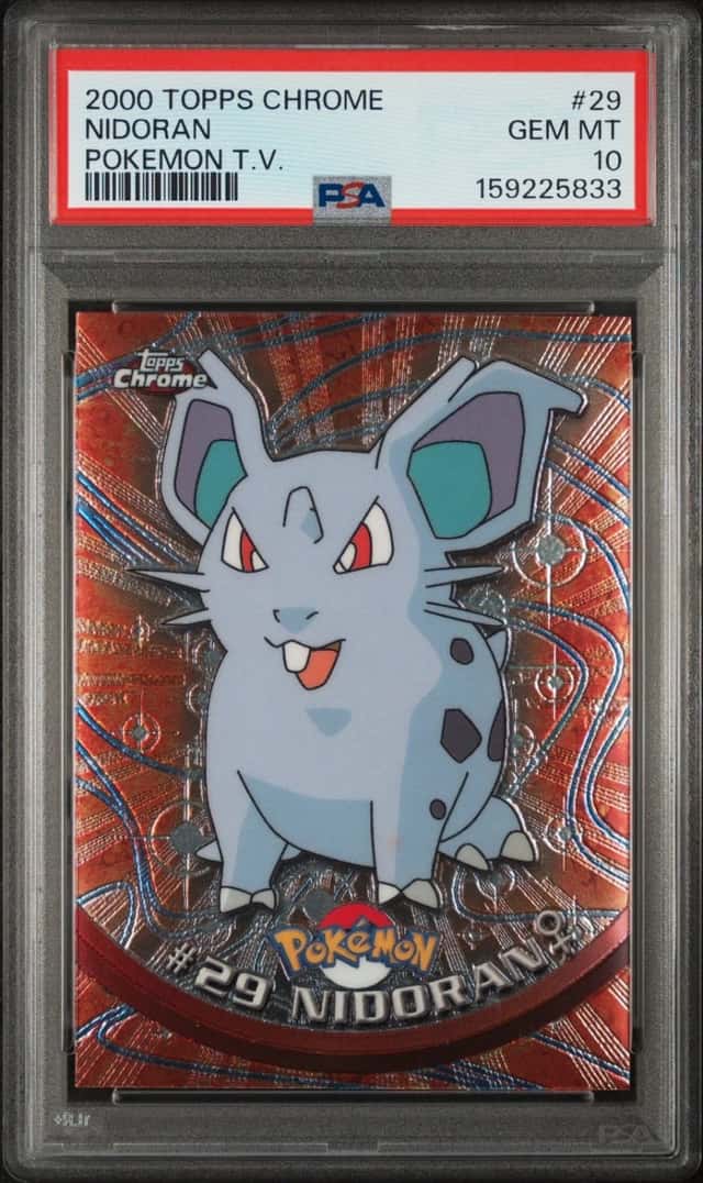 2000 TOPPS CHROME POKEMON T.V. #29 NIDORAN PSA 10
