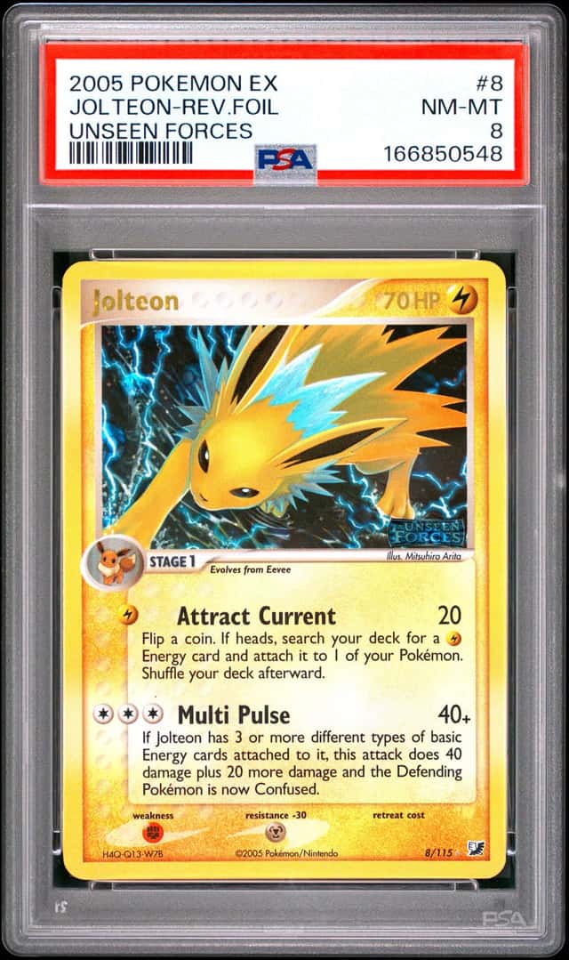 PSA 8 JOLTEON Reverse Holo EX Unseen Forces #8 2005 pokemon Low Pop Vintage 
