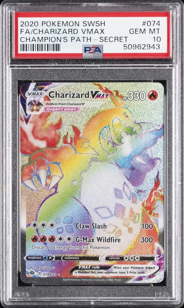 2020 POKEMON SWORD & SHIELD CHAMPION'S PATH #074 FULL ART/CHARIZARD VMAX PSA 10