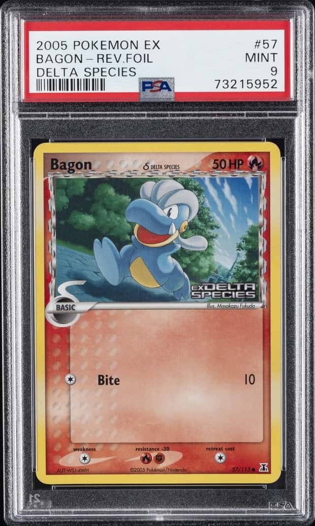 2005 POKEMON EX DELTA SPECIES #57 BAGON-REVERSE FOIL PSA 9
