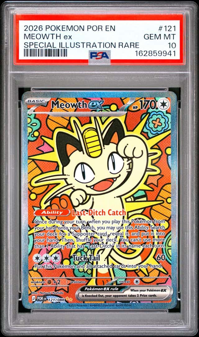 2026 Pokemon Perfect Order Meowth ex Special Illustration Rare #121/088 PSA 10