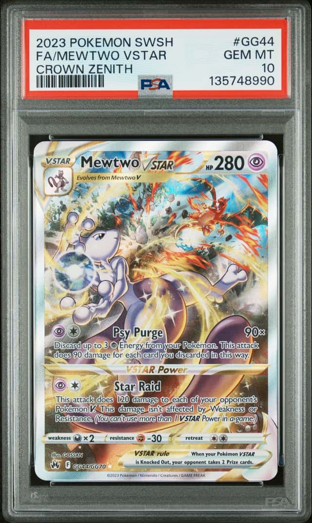 Mewtwo VSTAR GG44/GG70 Crown Zenith Holo Full Art 2023 English PSA 10