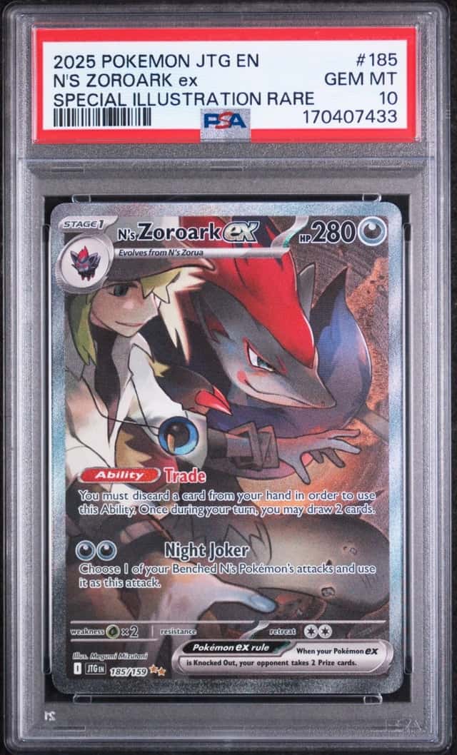 2025 POKEMON JOURNEY TOGETHER SPECIAL ILLUSTRATION RARE N'S ZOROARK EX PSA 10