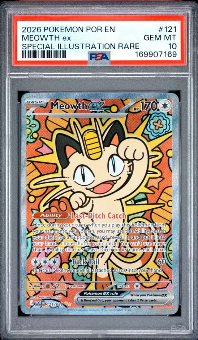 2026 POKEMON POR EN-PERFECT ORDER SPECIAL ILLUSTRATION RARE MEOWTH EX PSA 10