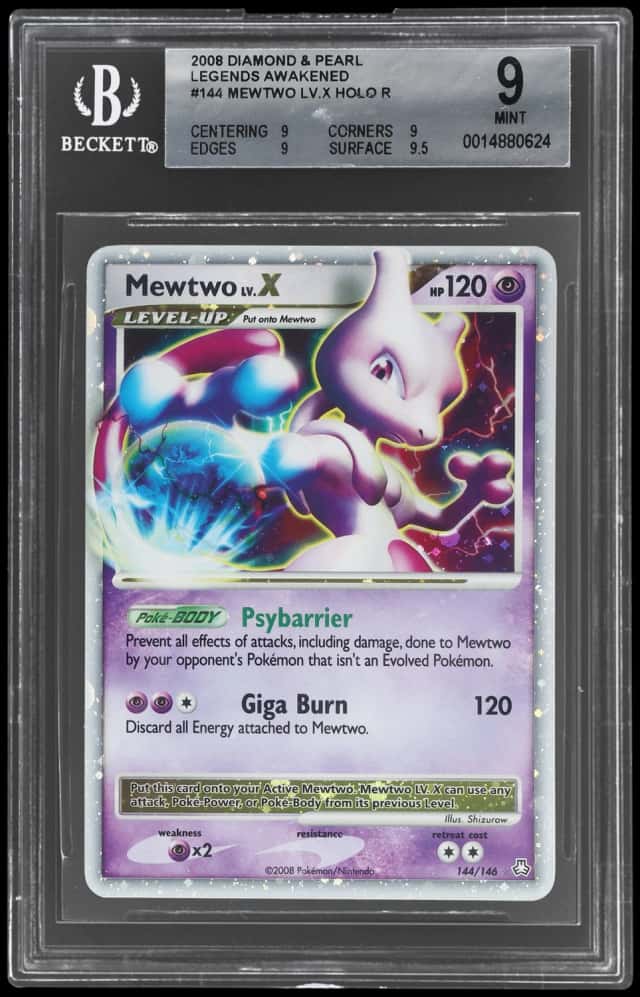 2008 Pokemon Diamond and Pearl Legends Awakened Holo Mewtwo Lv X #144