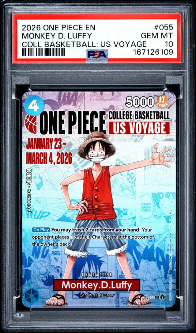 2026 One Piece Promo Monkey D. Luffy #055 College Basketball US Voyage PSA 10