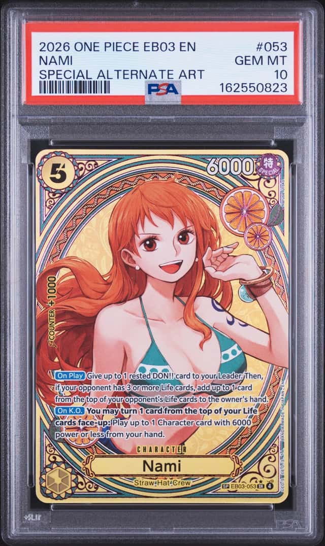 2026 One Piece Heroines Nami Super Rare Special Alternate Art #EB03-053 PSA 10
