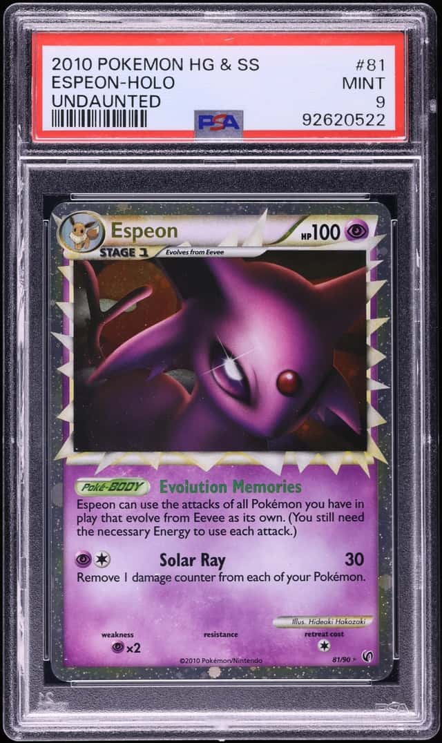 2010 Pokemon HeartGold & SoulSilver Undaunted Holo Espeon #81 PSA 9 MINT