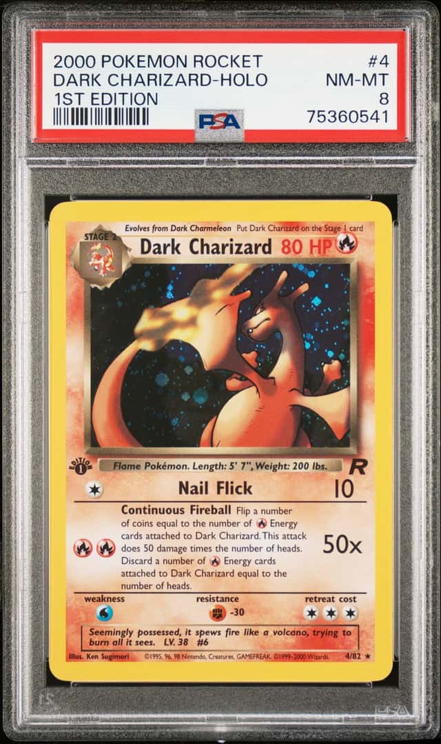 2000 Pokemon Team Rocket 1st Edition Holo Dark Charizard #4 PSA 8 NM-MT