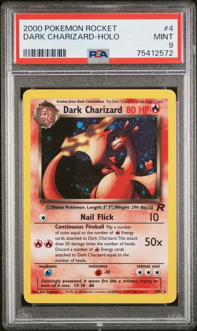 2000 Pokemon Team Rocket Holo Dark Charizard #4 PSA 9 MINT