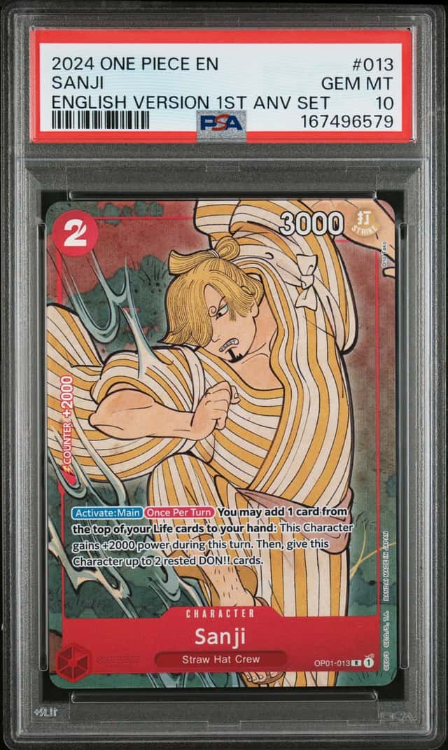 2024 ONE PIECE ENGLISH VERSION 1ST ANNIVERSARY SET #013 SANJI PSA 10