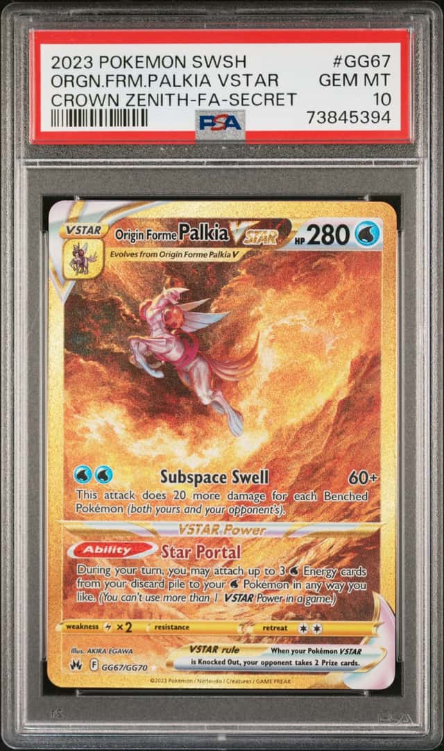 ORIGIN FORME PALKIA VSTAR 2023 POKEMON CROWN ZENITH GG67 FULL ART PSA 10 Q3963-7