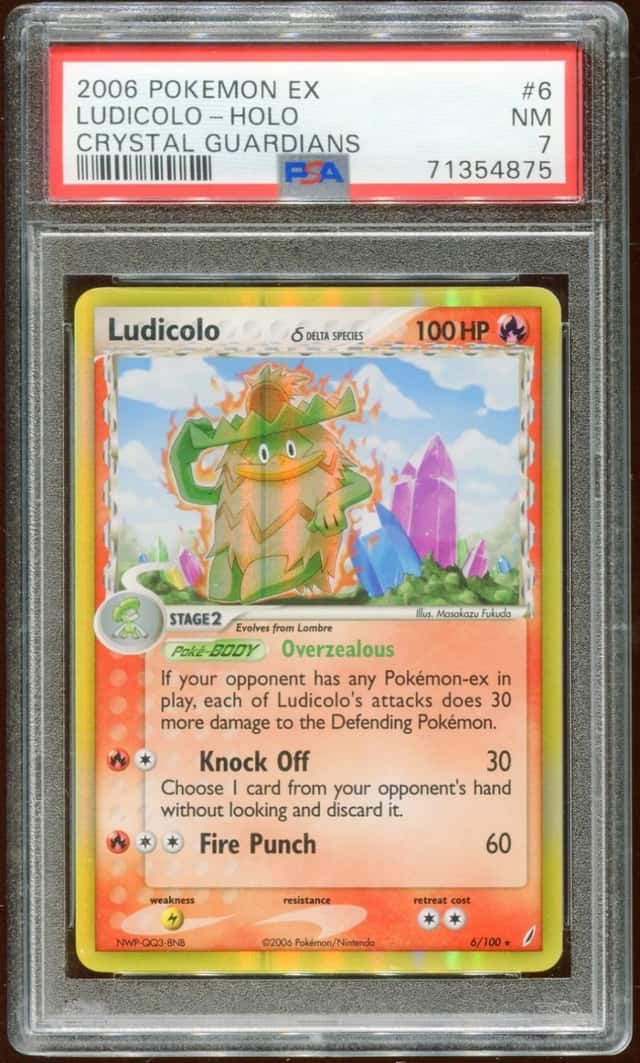 2006 POKEMON EX CRYSTAL GUARDIANS LUDICOLO #6/100 RARE HOLO FOIL PSA 7 A E10