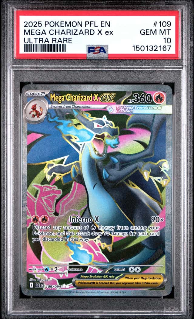 MEGA CHARIZARD X EX 2025 POKEMON PFL EN ULTRA RARE #109 PSA 10 GEM MINT