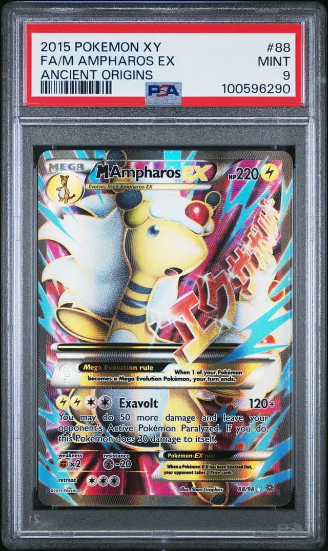 2015 Pokemon XY Ancient Origins M Ampharos EX 88/98 Full Art PSA 9 MINT