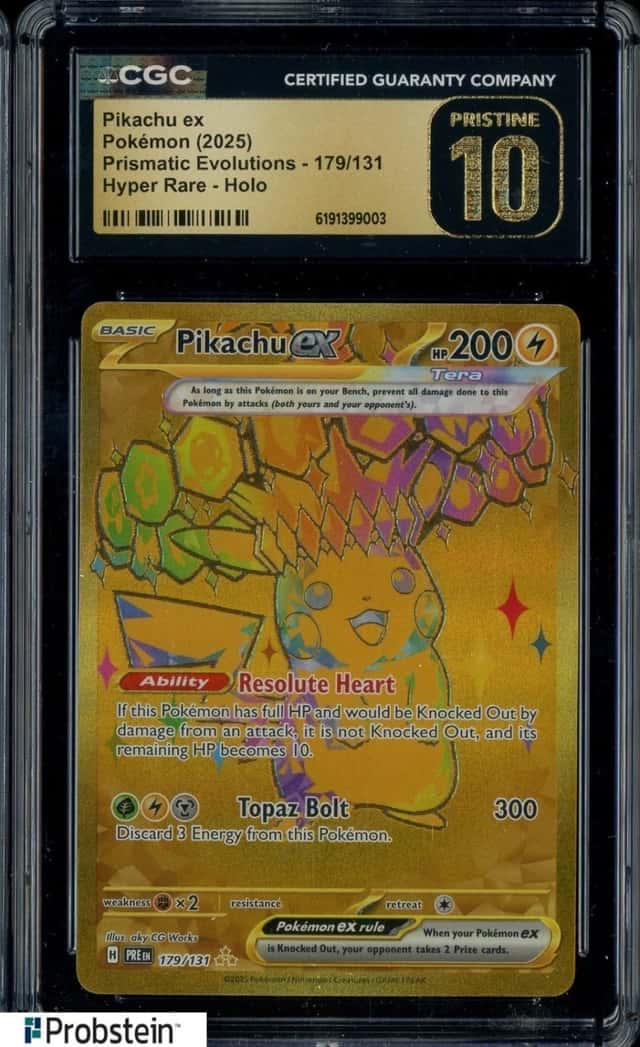 2025 Pokemon PRE EN Hyper Rare #179 Pikachu ex CGC 10 PRISTINE