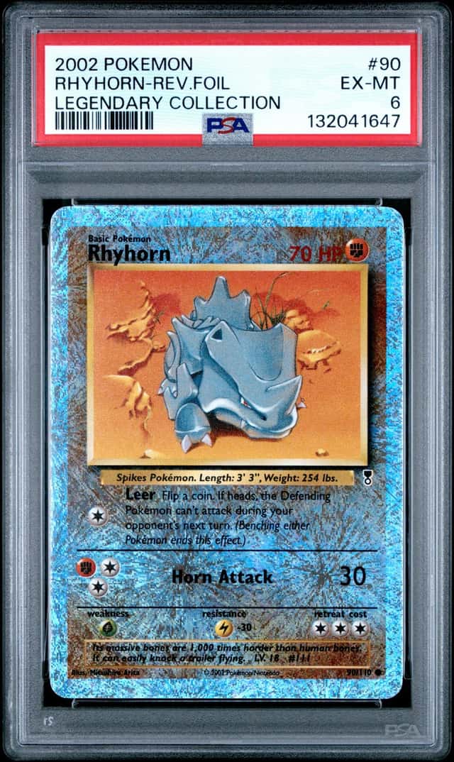 2002 Pokemon Legendary Collection Rhyhorn Reverse Holo #90/110 PSA 6