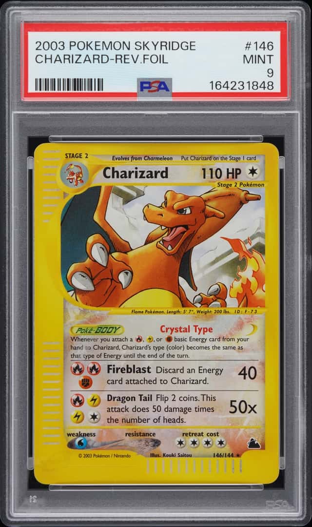 2003 Pokemon CHARIZARD #146/144 Skyridge Reverse Foil Secret Rare English PSA 9
