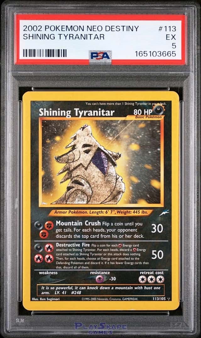 Pokemon Card PSA 5 Shining Tyranitar 113/105 Neo Destiny WOTC Vintage Holo 2002 