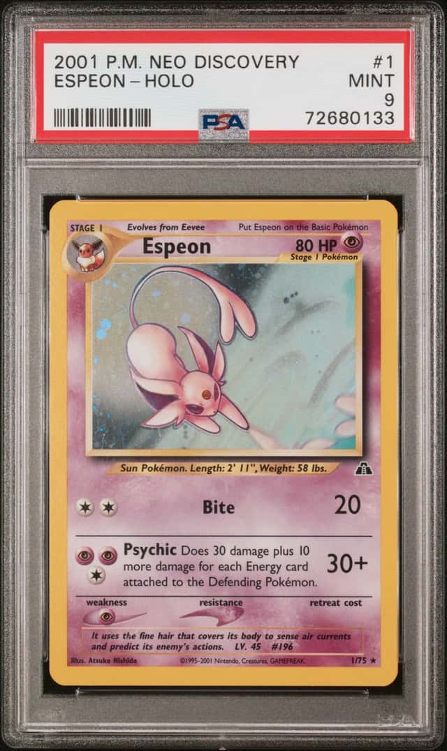 Pokemon Card PSA 9 Espeon 1/75 Neo Discovery Holo