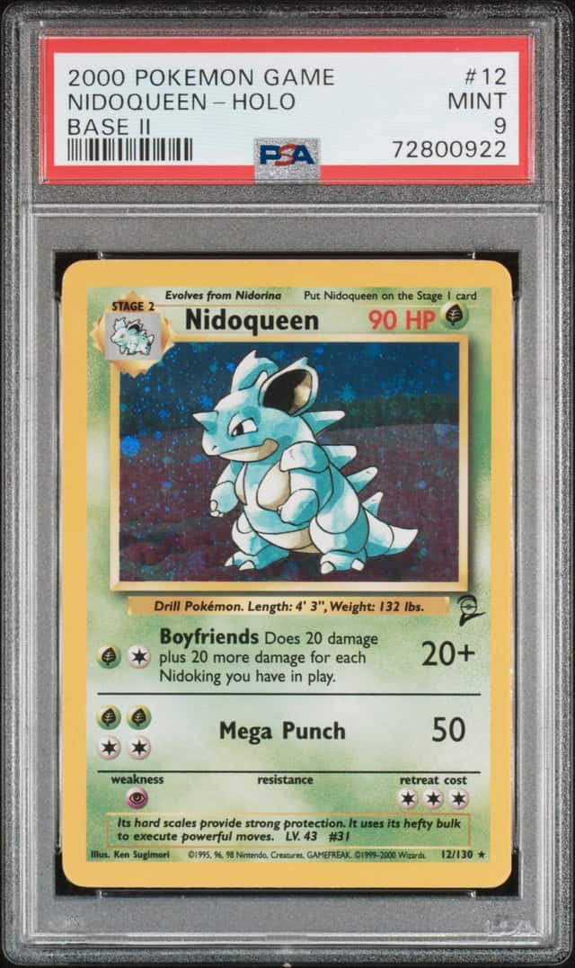2000 Pokemon TCG Nidoqueen PSA 9 Base Set 2 Holo 12/130 Swirl