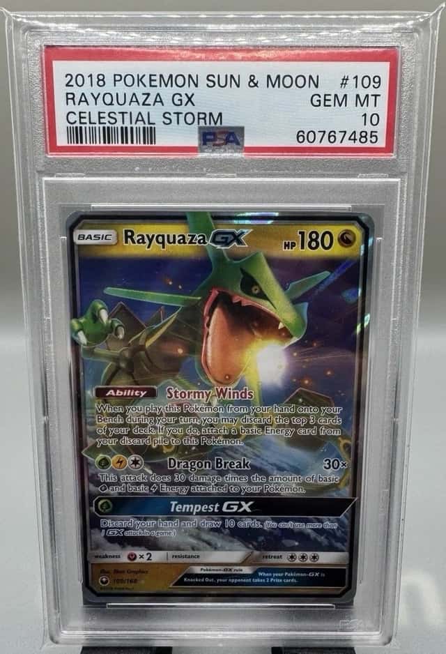 Pokemon Rayquaza GX PSA 10 Holo Rare Celestial Storm 2018 109/168