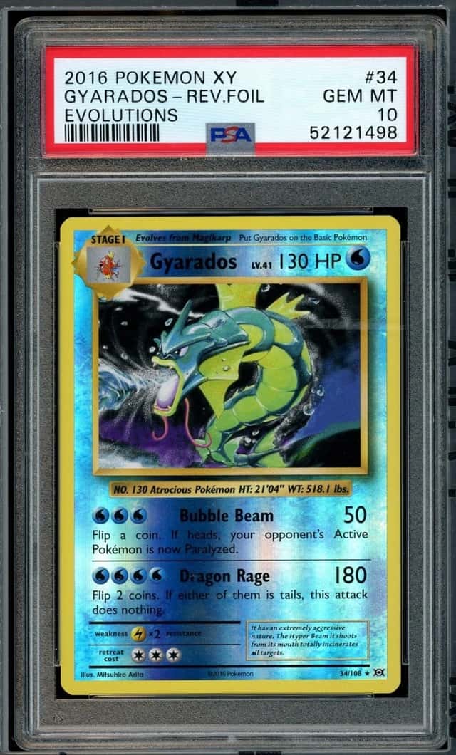 POKEMON GYARADOS-REV.FOIL 2016 XY EVOLUTIONS #34 PSA 10