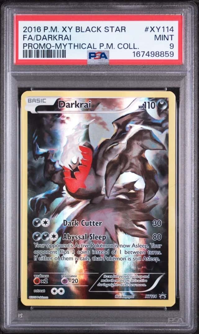 POKEMON FA/DARKRAI 2016 XY BSP #XY114 PROMO-MYTHICAL P.M. COLL. PSA 9