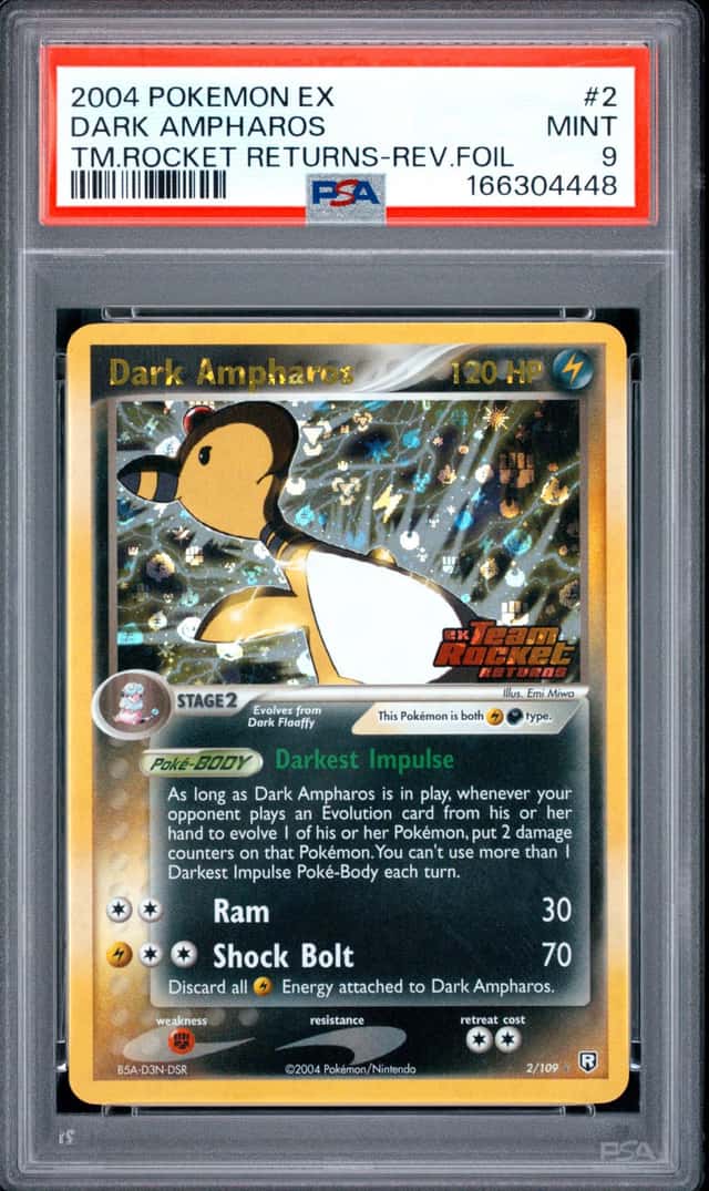 POKEMON DARK AMPHAROS 2004 EX TEAM ROCKET RETURNS #2 REV.FOIL PSA 9