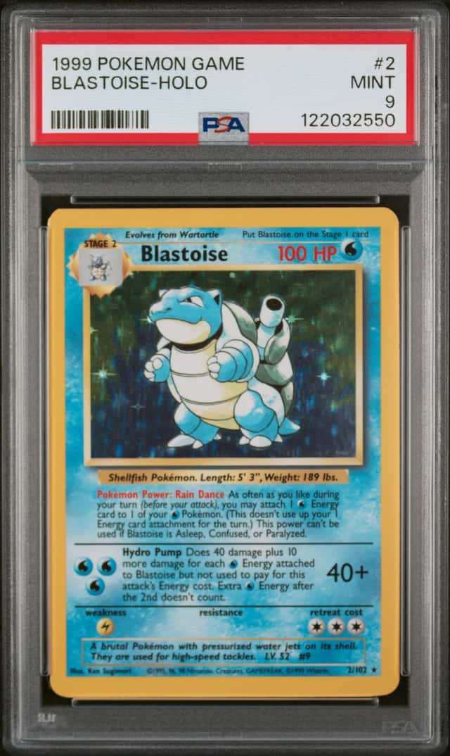 BLASTOISE 1999 POKEMON BASE SET SHADOWLESS 2/102 RARE HOLO PSA 9 Q7872