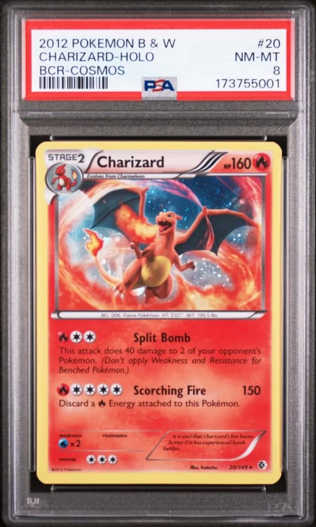 2012 POKEMON BLACK & WHITE BOUNDARIES CROSSED COSMOS #20 CHARIZARD-HOLO PSA 8
