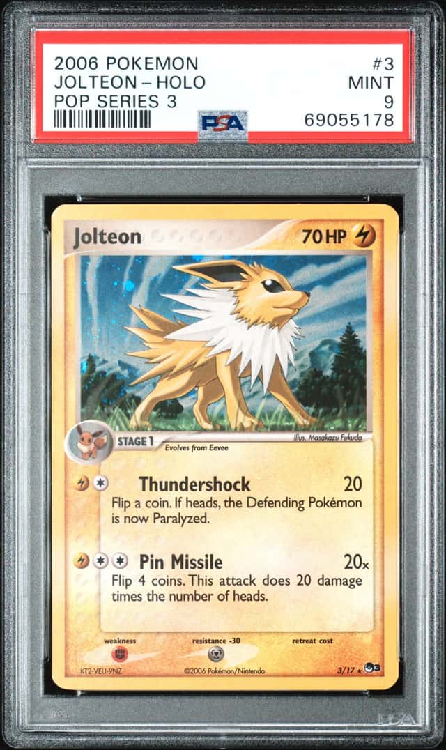 2006 POKEMON JOLTEON-HOLO POP SERIES 3 #3 PSA 9 *SWIRL*