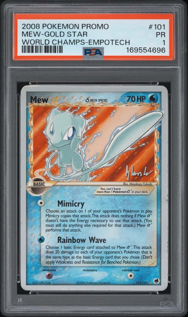 POKEMON MEW-GOLD STAR 2008 WORLD CHAMPIONSHIPS PROMO #101 PSA 1