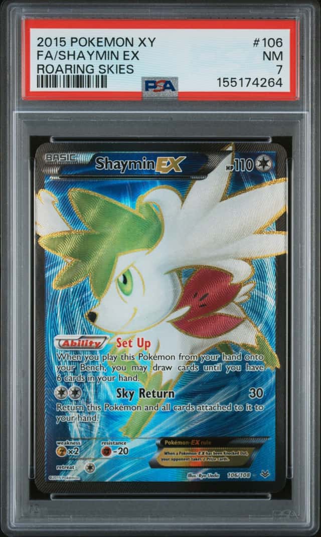 2015 POKEMON XY ROARING SKIES #106 FULL ART/SHAYMIN EX PSA 7