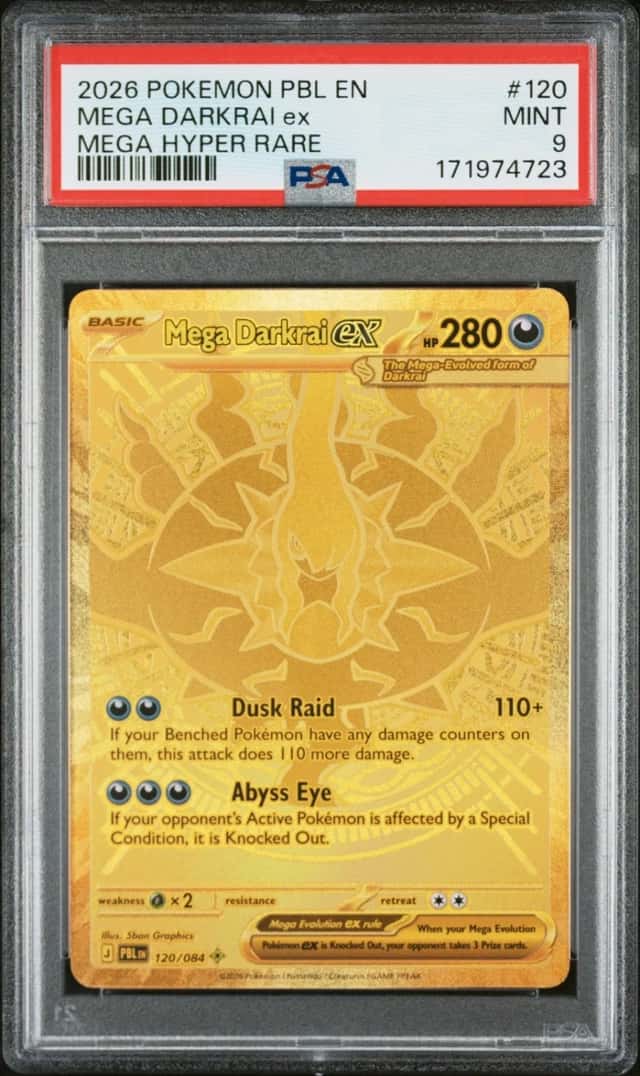2026 POKEMON PBL EN-PITCH BLACK MEGA HYPER RARE #120 MEGA DARKRAI EX PSA 9