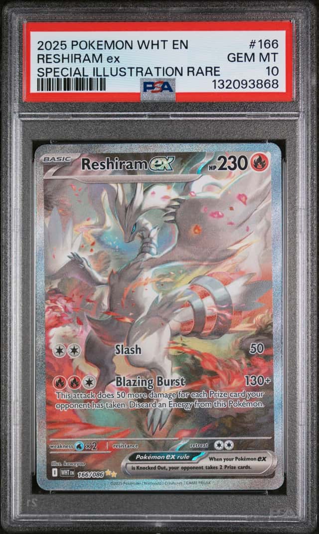 RESHIRAM EX POKEMON WHITE FLARE 166/086 SPECIAL ILLUSTRATION RARE PSA 10 Q8361