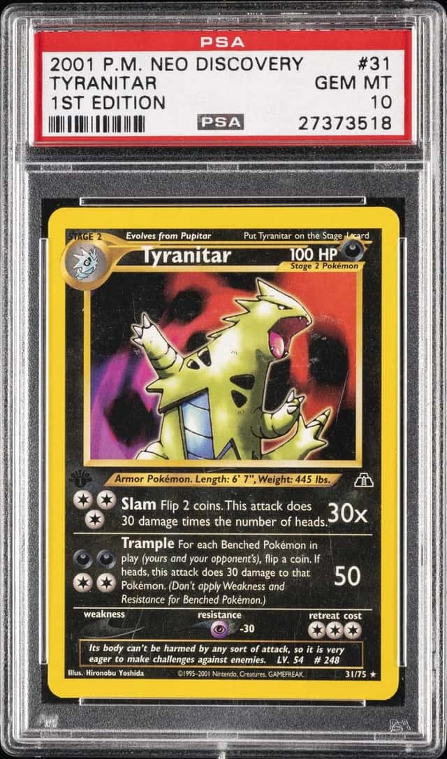 2001 Pokemon Neo Discovery Tyranitar 1st Edition #31 PSA 10 GEM MINT Low Pop 