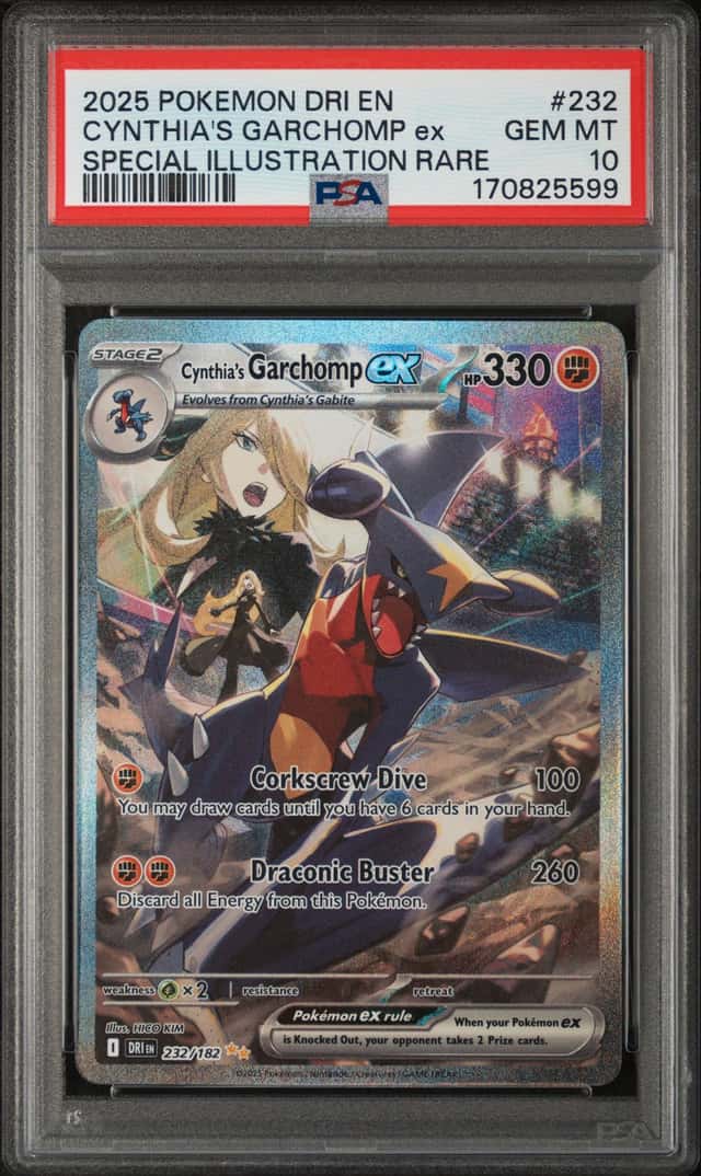 2025 POKEMON DESTINED RIVALS SPECIAL ILLUSTRATION CYNTHIA'S GARCHOMP EX PSA 10