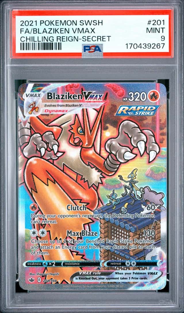 2021 Pokemon SWSH Chilling Reign Blaziken VM #201/198 PSA 9