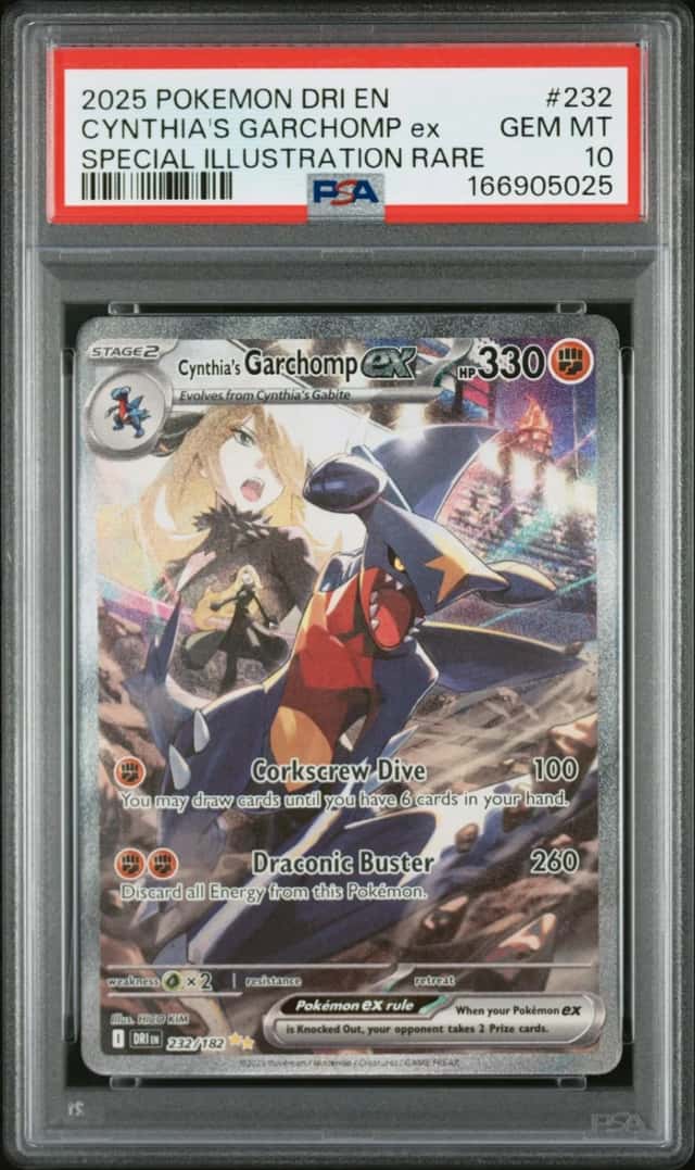 2025 Pokemon Destined Rivals Cynthia's Garchomp EX Special Illu Rare PSA 10 #232