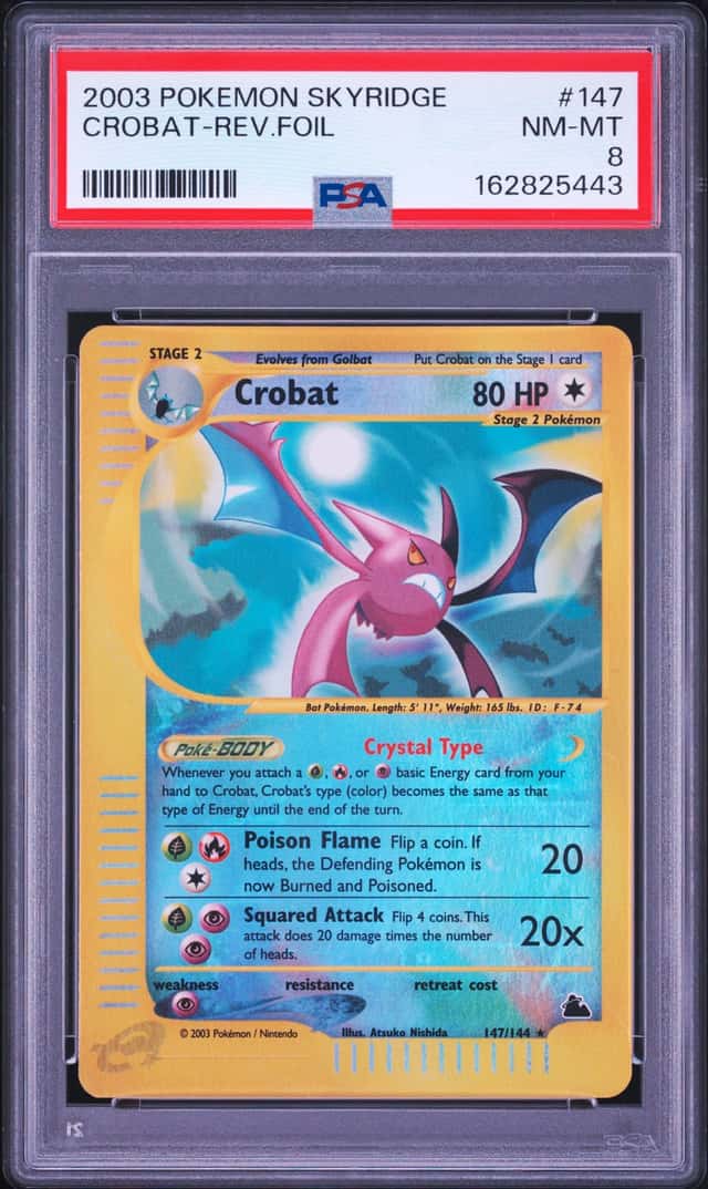 Pokemon Crobat Crystal Reverse Holo Skyridge 147/144 PSA 8