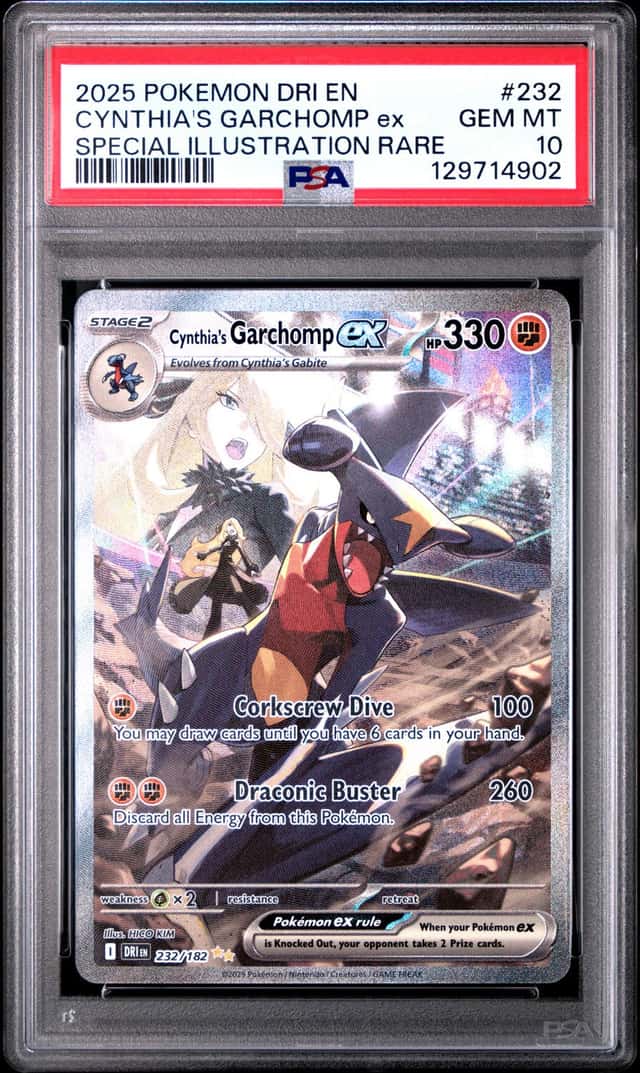2025 Pokemon Destined Rivals Cynthia's Garchomp ex #232/182 PSA 10 GEM MINT