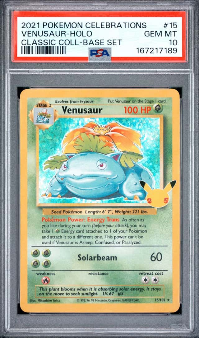 2021 POKEMON CELEBRATIONS CLASSIC COLLECTION #15 VENUSAUR-HOLO PSA 10
