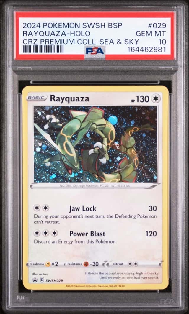 2024 POKEMON PROMO CROWN ZENITH PREMIUM COLLECTION #029 RAYQUAZA-HOLO PSA 10