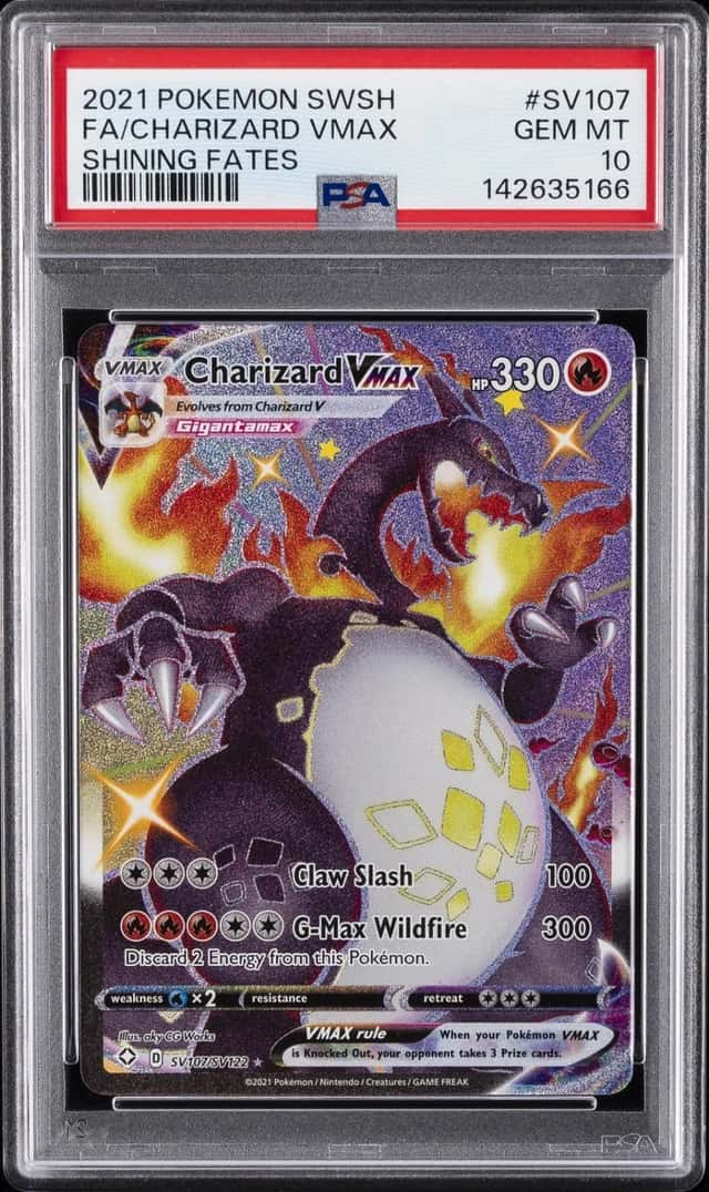 2021 POKEMON SWORD & SHIELD SHINING FATES #SV107 FULL ART/CHARIZARD VMAX PSA 10