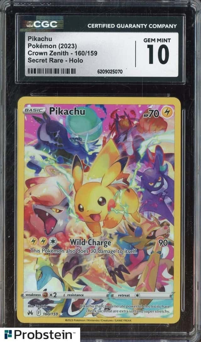 2023 Pokemon Crown Zenith Secret Rare #160 Pikachu Holo CGC 10 GEM MINT