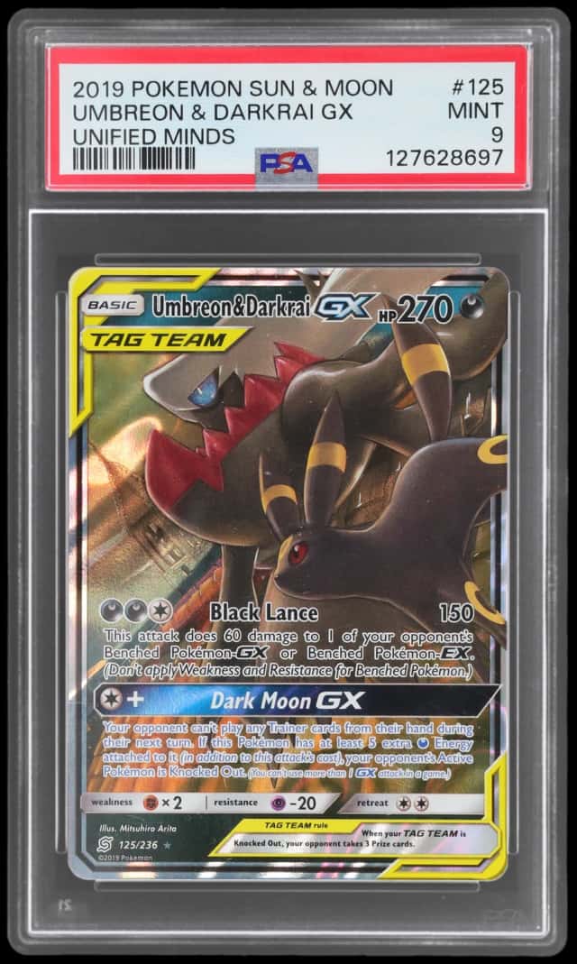2019 Pokemon Sun and Moon Unified Minds Darkrai/Umbreon Gx #125